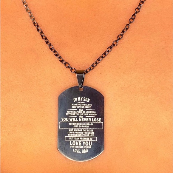 To My Son, Love Dad Military Dog Tag 22 Inch Chain - Picture 2 of 7